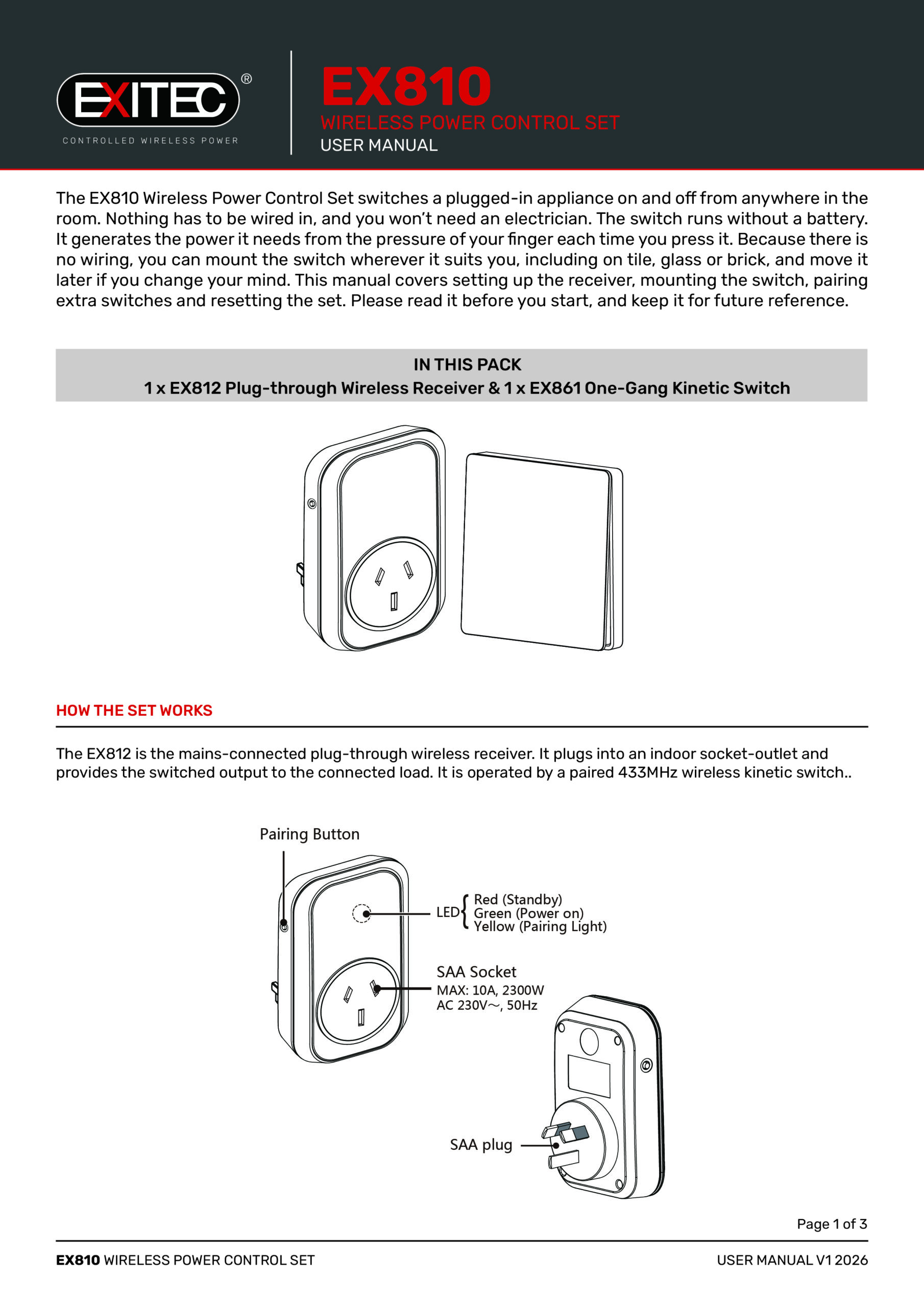 Exitec EX810 Wireless Power Control Set user manual cover